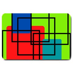 Colorful Rectangle Boxes Large Doormat  by Magicworlddreamarts1