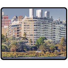 Urban Coastal Scene, Montevideo Uruguay Fleece Blanket (medium)  by dflcprintsclothing