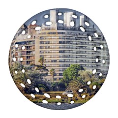 Urban Coastal Scene, Montevideo Uruguay Round Filigree Ornament (two Sides)