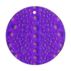 Paradise Flowers In A Peaceful Environment Of Floral Freedom Round Ornament (two Sides) by pepitasart