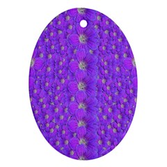 Paradise Flowers In A Peaceful Environment Of Floral Freedom Oval Ornament (two Sides) by pepitasart