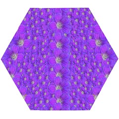 Paradise Flowers In A Peaceful Environment Of Floral Freedom Wooden Puzzle Hexagon by pepitasart
