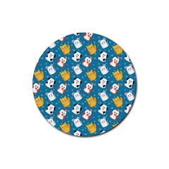 Funny Pets Rubber Round Coaster (4 Pack)  by SychEva