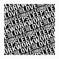 Sleep Work Love And Have Fun Typographic Pattern Medium Glasses Cloth by dflcprintsclothing