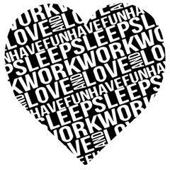 Sleep Work Love And Have Fun Typographic Pattern Wooden Puzzle Heart by dflcprintsclothing