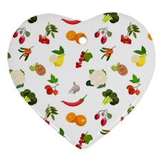 Fruits, Vegetables And Berries Ornament (heart) by SychEva
