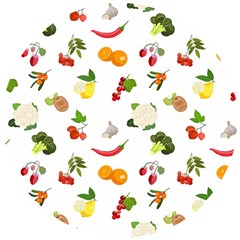 Fruits, Vegetables And Berries Wooden Puzzle Round by SychEva