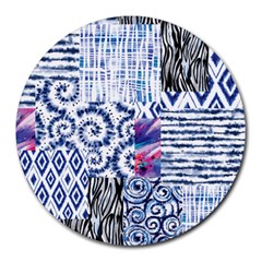 Blue Pastel Print Round Mousepads by designsbymallika