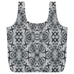 Black And White Ornate Pattern Full Print Recycle Bag (xl) by dflcprintsclothing