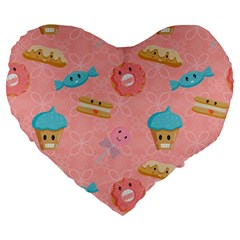 Toothy Sweets Large 19  Premium Flano Heart Shape Cushions by SychEva