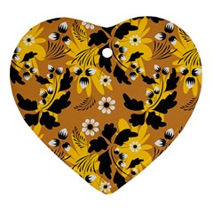 Folk Flowers Art Pattern  Heart Ornament (two Sides) by Eskimos