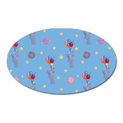 Baby Elephant Flying On Balloons Oval Magnet by SychEva