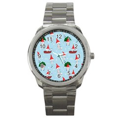 Funny Mushrooms Go About Their Business Sport Metal Watch by SychEva