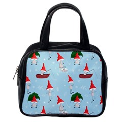 Funny Mushrooms Go About Their Business Classic Handbag (one Side) by SychEva