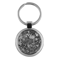 Grey And White Grunge Camouflage Abstract Print Key Chain (round) by dflcprintsclothing