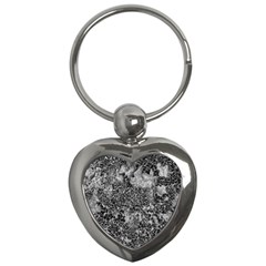 Grey And White Grunge Camouflage Abstract Print Key Chain (heart) by dflcprintsclothing