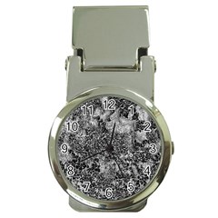 Grey And White Grunge Camouflage Abstract Print Money Clip Watches by dflcprintsclothing