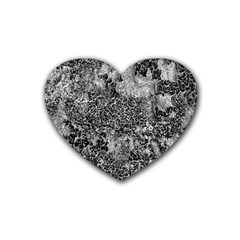 Grey And White Grunge Camouflage Abstract Print Rubber Coaster (heart)  by dflcprintsclothing