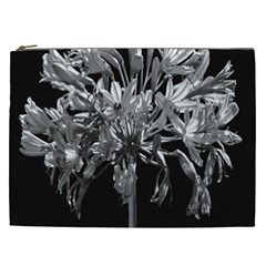 Black And White Lilies Botany Motif Print Cosmetic Bag (xxl) by dflcprintsclothing