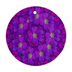 Fantasy Flowers In Paradise Calm Style Round Ornament (two Sides) by pepitasart