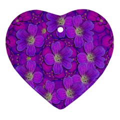 Fantasy Flowers In Paradise Calm Style Heart Ornament (two Sides) by pepitasart