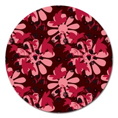 Folk Flowers Art Pattern  Magnet 5  (round)
