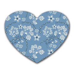 Folk Flowers Art Pattern  Heart Mousepads by Eskimos