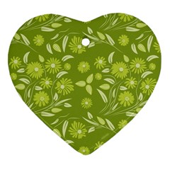 Folk Flowers Art Pattern  Heart Ornament (two Sides) by Eskimos