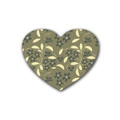 Folk Flowers Art Pattern  Rubber Coaster (heart)  by Eskimos