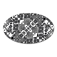 Black And White Geometric Print Oval Magnet by dflcprintsclothing