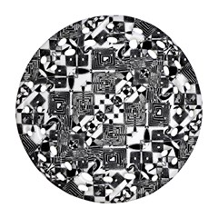 Black And White Geometric Print Round Filigree Ornament (two Sides) by dflcprintsclothing