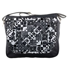 Black And White Geometric Print Messenger Bag by dflcprintsclothing