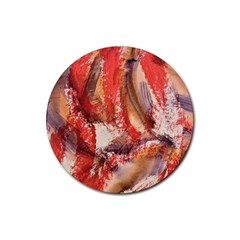 Abstract Red Petals Rubber Round Coaster (4 Pack)  by kaleidomarblingart