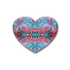 Turquoise Arabesque Repeats Rubber Coaster (heart) 