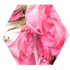 Scattered Magenta Roses Wooden Puzzle Hexagon by kaleidomarblingart