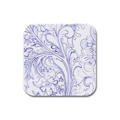 Blue Biro Ornate Rubber Square Coaster (4 Pack)  by kaleidomarblingart