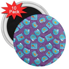 Aquarium With Fish And Sparkles 3  Magnets (10 Pack) 