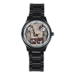 Sketchy Style Head Creepy Mask Drawing Stainless Steel Round Watch by dflcprintsclothing