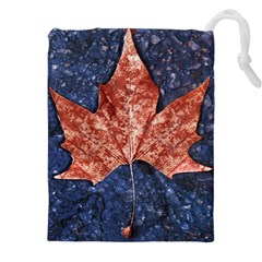 Wet Leaves Botanical Motif Photo Drawstring Pouch (4xl) by dflcprintsclothing