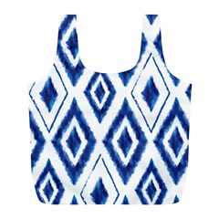 Blue Diamond Pattern Full Print Recycle Bag (l) by designsbymallika