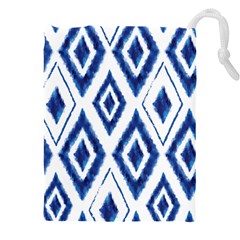 Blue Diamond Pattern Drawstring Pouch (5xl) by designsbymallika