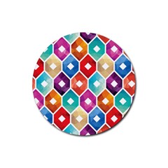 Hexagonal Color Pattern Rubber Round Coaster (4 Pack)  by designsbymallika