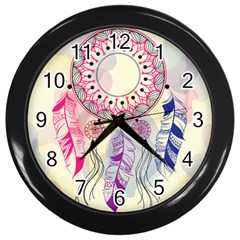 Boho Dreamcatcher Love Wall Clock (black)