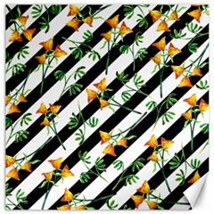 Orange Stripes Love Canvas 12  X 12  by designsbymallika