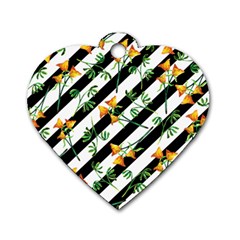 Orange Stripes Love Dog Tag Heart (two Sides) by designsbymallika
