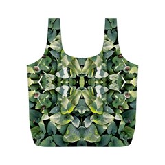 Frosted Green Leaves Repeats Full Print Recycle Bag (m) by kaleidomarblingart