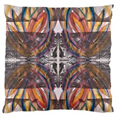 Mixed Media Symmetry Large Flano Cushion Case (two Sides) by kaleidomarblingart