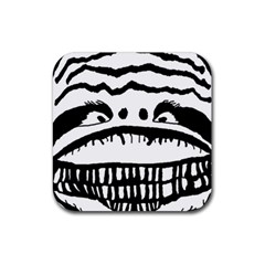 Creepy Monster Black And White Close Up Drawing Rubber Coaster (square) 