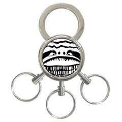 Creepy Monster Black And White Close Up Drawing 3-ring Key Chain