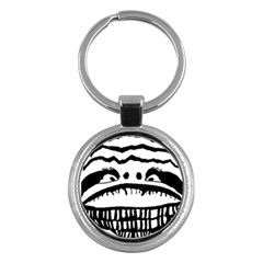 Creepy Monster Black And White Close Up Drawing Key Chain (round) by dflcprintsclothing